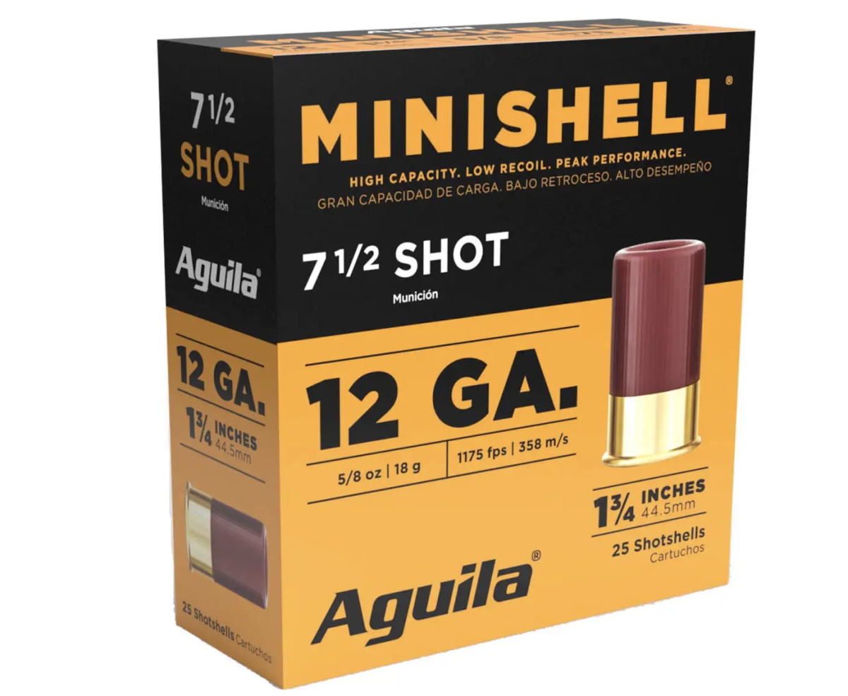 Aguila Minishell 12 Gauge 1-3/4" #7.5 5/8 oz 25rds Shotshell - Miniature Shell for Efficient Hunting - 1CHB1387